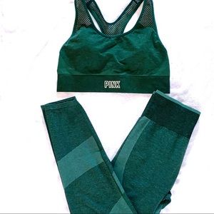 VS Pink Seamless Workout Tight & Bra set Sz Large
